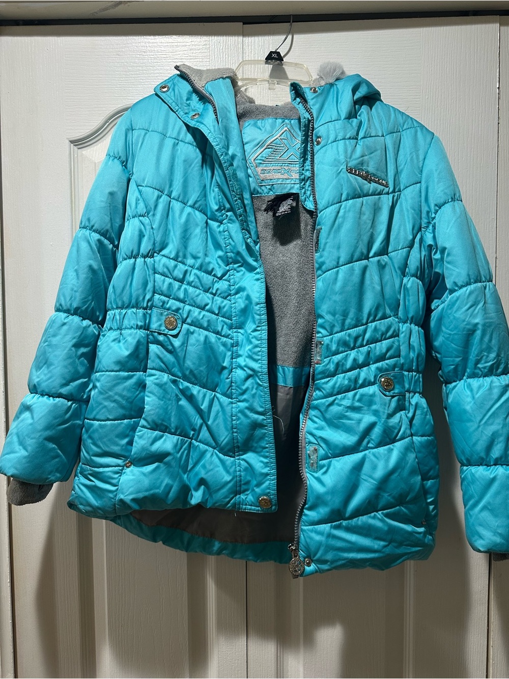 ZeroXposur Girls Bright Teal Quilted Hooded Puffer
